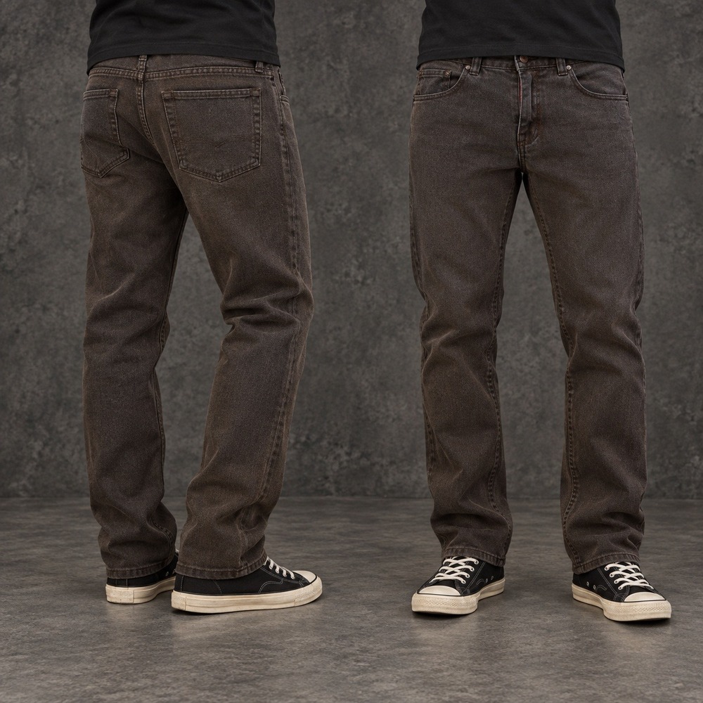 Dark Brown Y2K Grunge Slim Fit Jeans